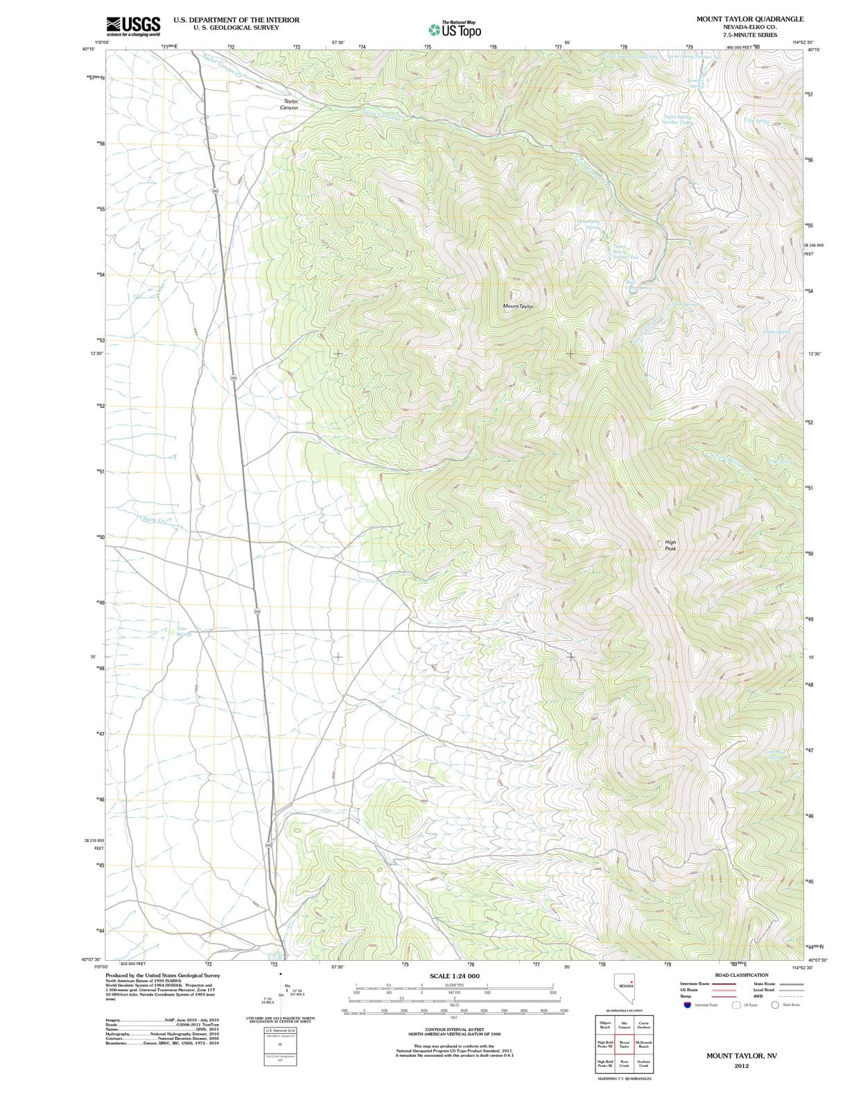 2012 Mount Taylor, NV - Nevada - USGS Topographic Map