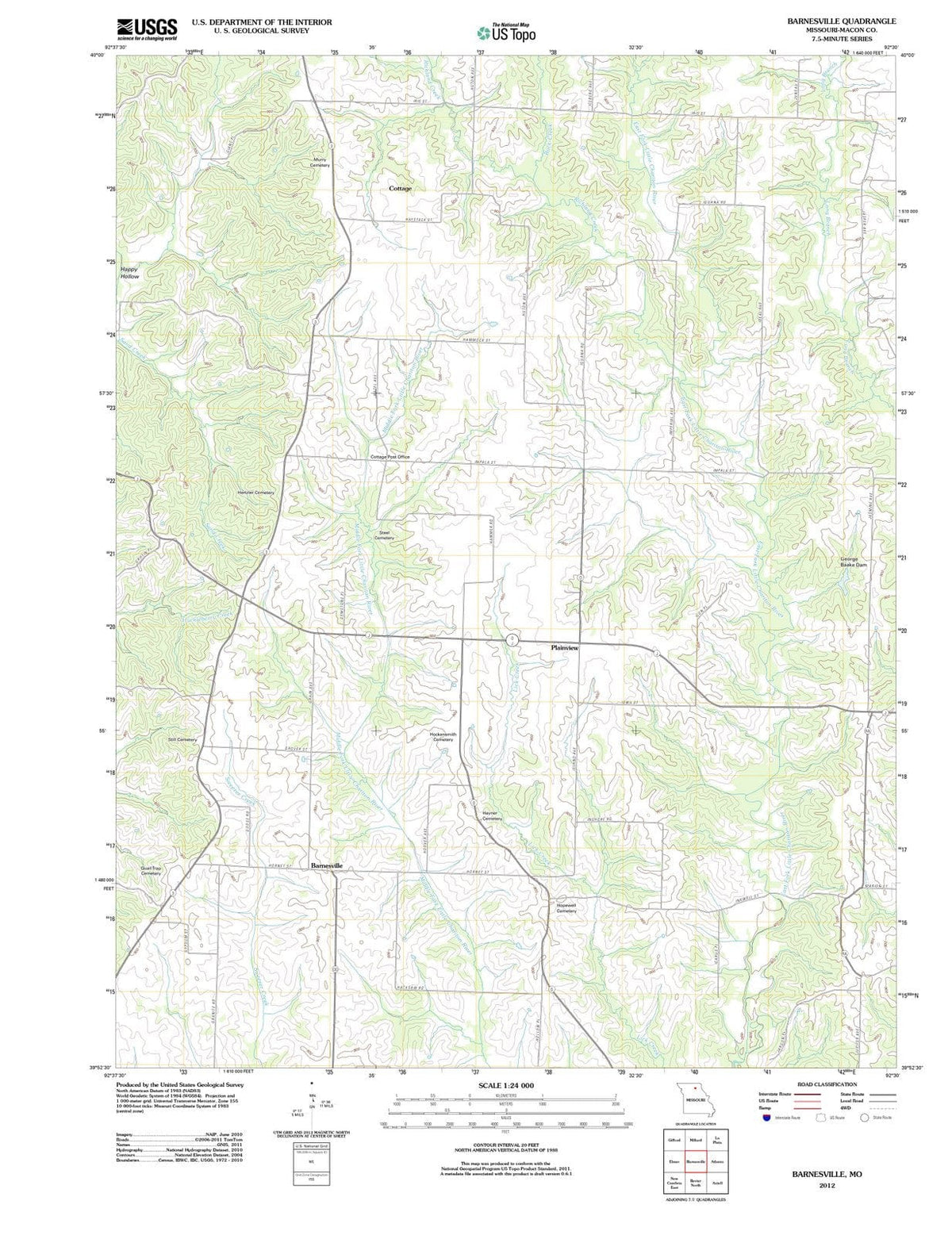 2012 Barnesville, MO - Missouri - USGS Topographic Map