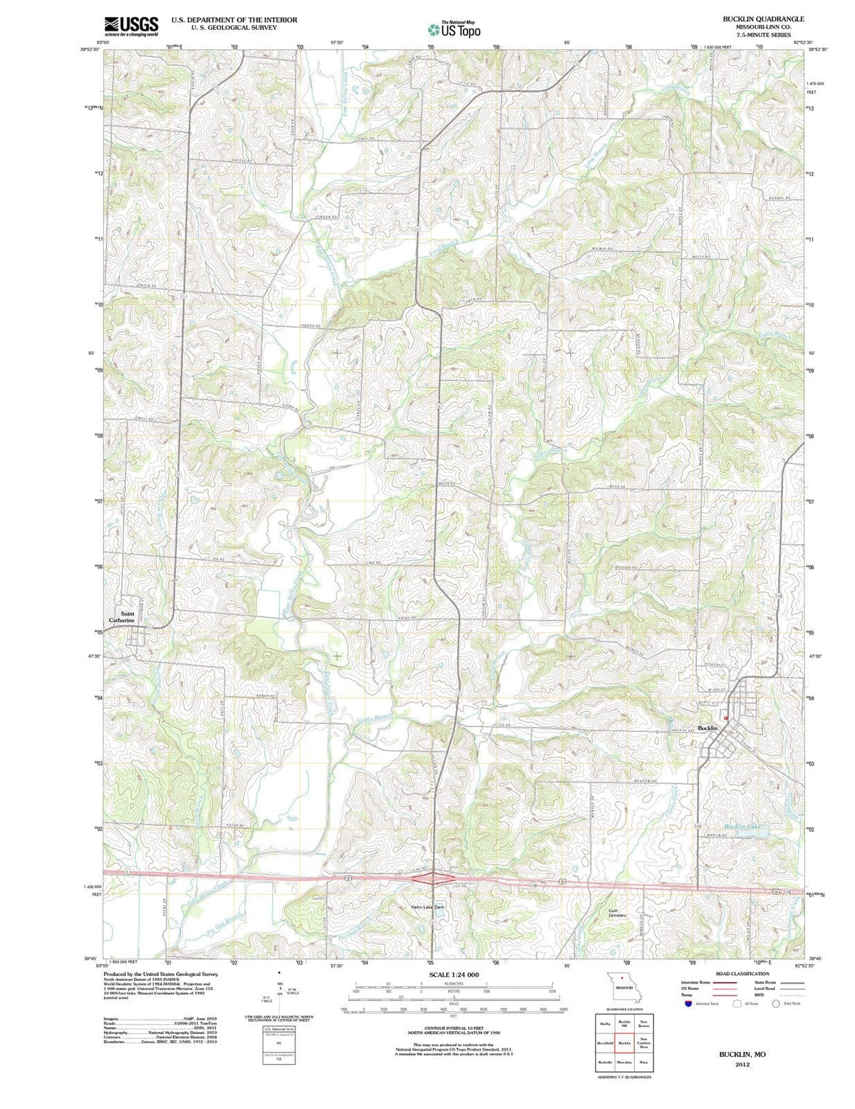 2012 Bucklin, MO - Missouri - USGS Topographic Map