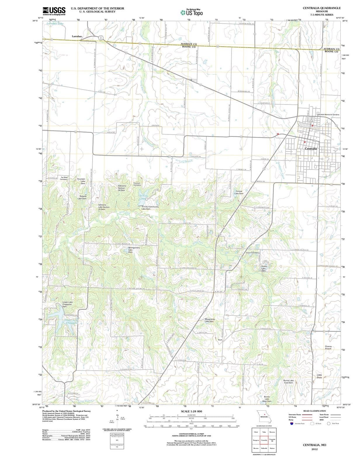 2012 Centralia, MO - Missouri - USGS Topographic Map