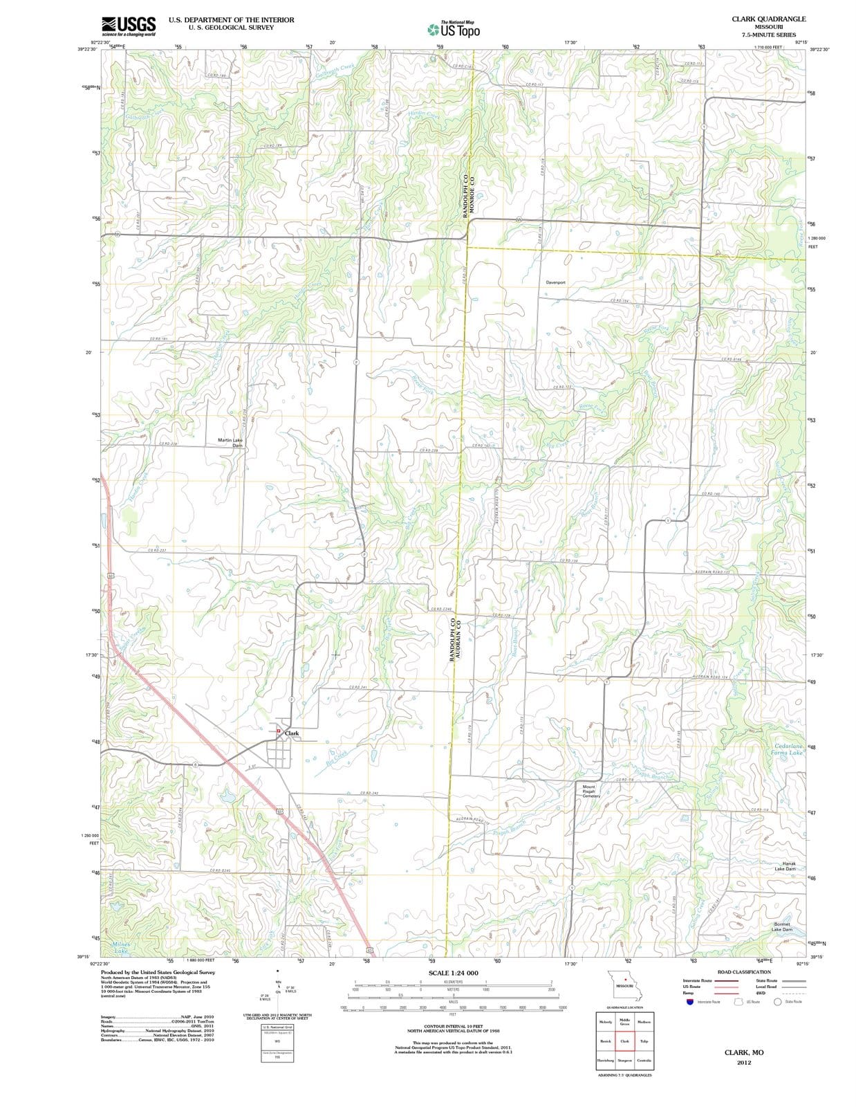 2012 Clark, MO - Missouri - USGS Topographic Map