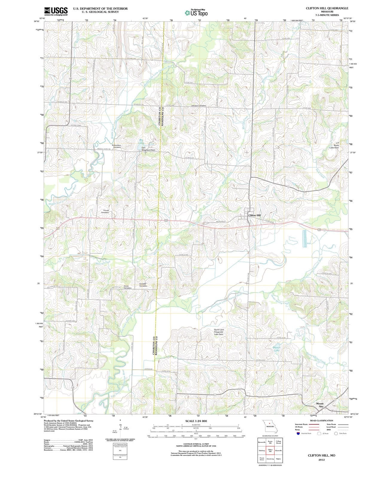 2012 Clifton Hill, MO - Missouri - USGS Topographic Map