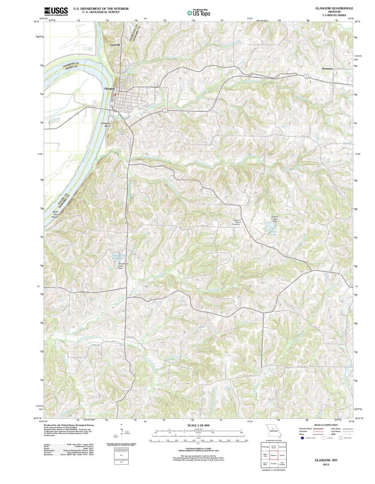 2012 Glasgow, MO - Missouri - USGS Topographic Map