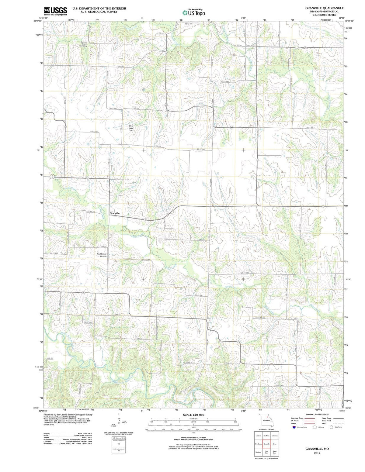 2012 Granville, MO - Missouri - USGS Topographic Map