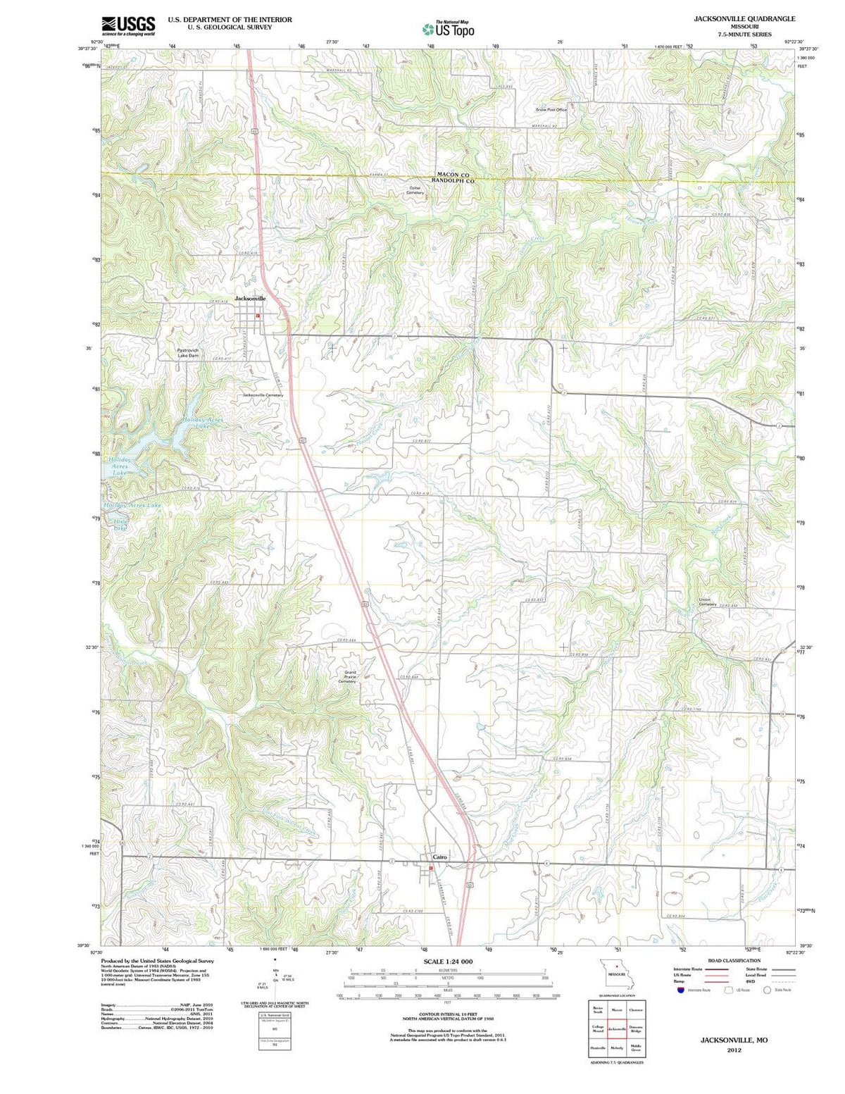 2012 Jacksonville, MO - Missouri - USGS Topographic Map