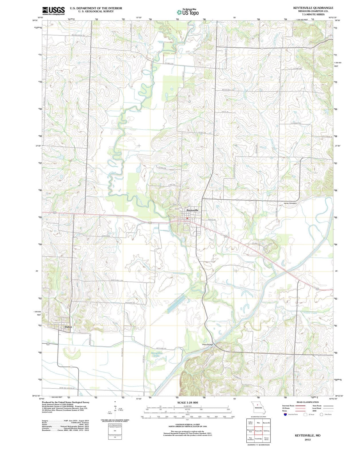 2012 Keytesville, MO - Missouri - USGS Topographic Map