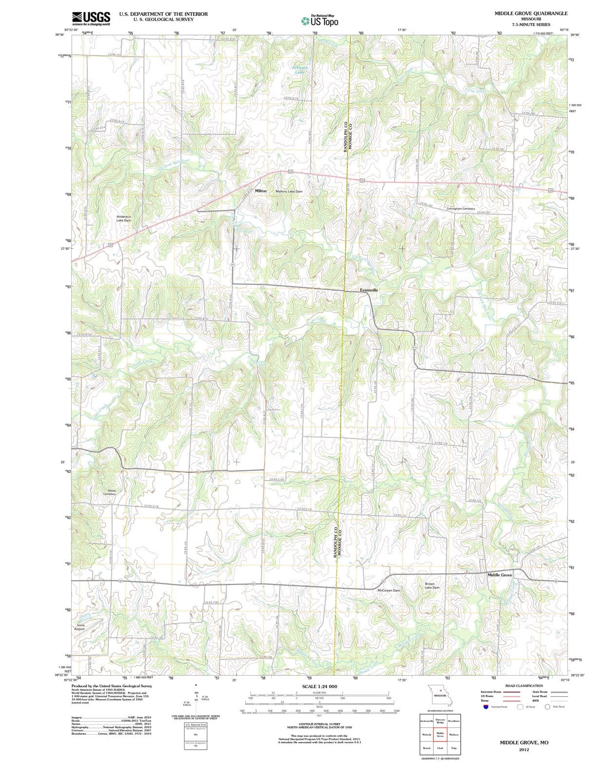2012 Middle Grove, MO - Missouri - USGS Topographic Map