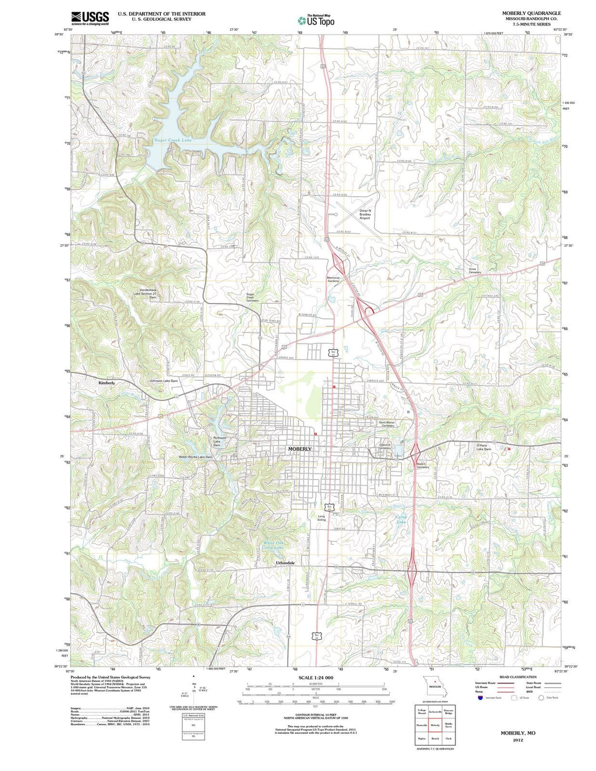 2012 Moberly, MO - Missouri - USGS Topographic Map