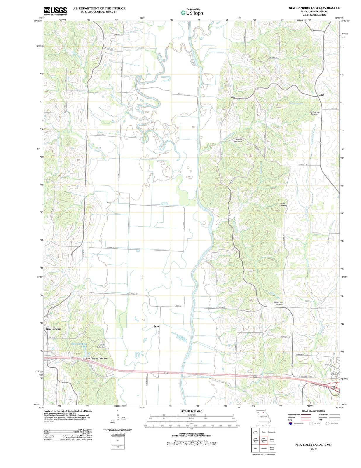 2012 New Cambria East, MO - Missouri - USGS Topographic Map