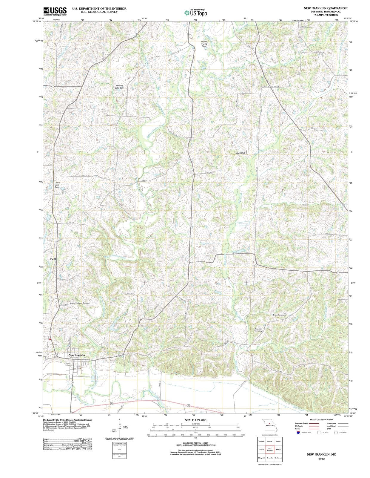 2012 New Franklin, MO - Missouri - USGS Topographic Map