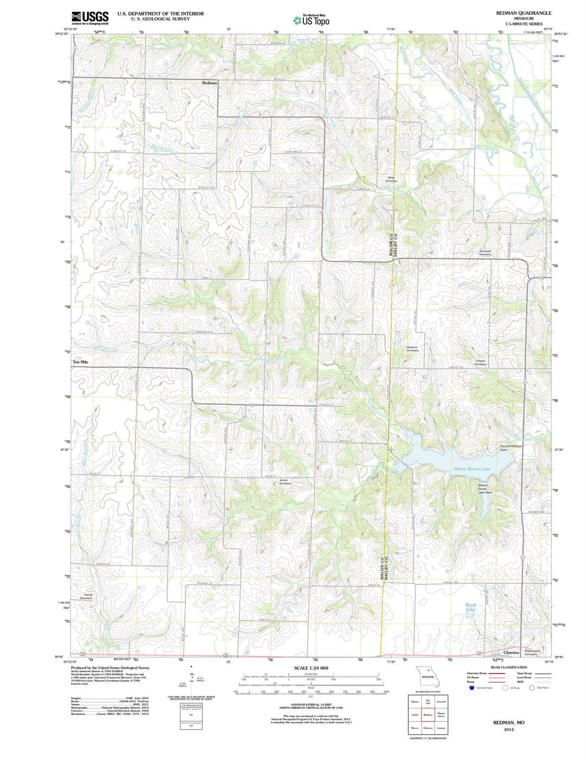 2012 Redman, MO - Missouri - USGS Topographic Map