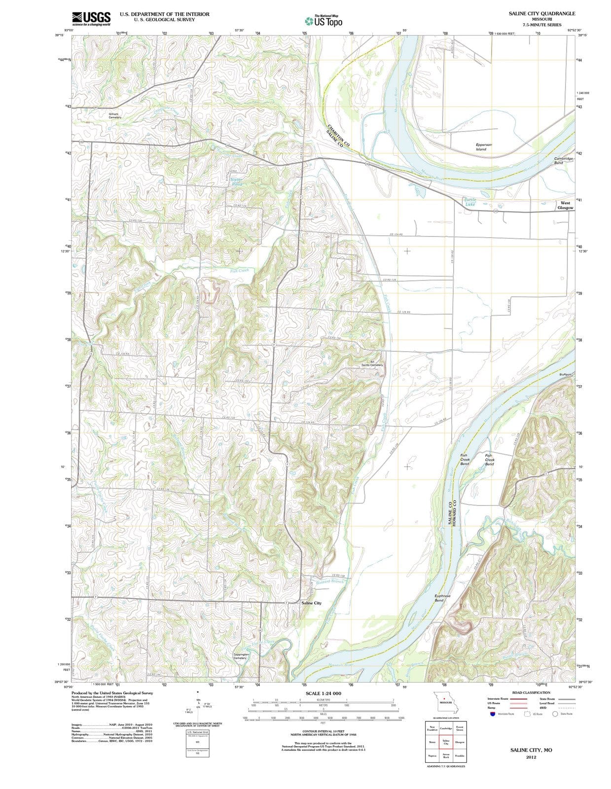 2012 Saline City, MO - Missouri - USGS Topographic Map