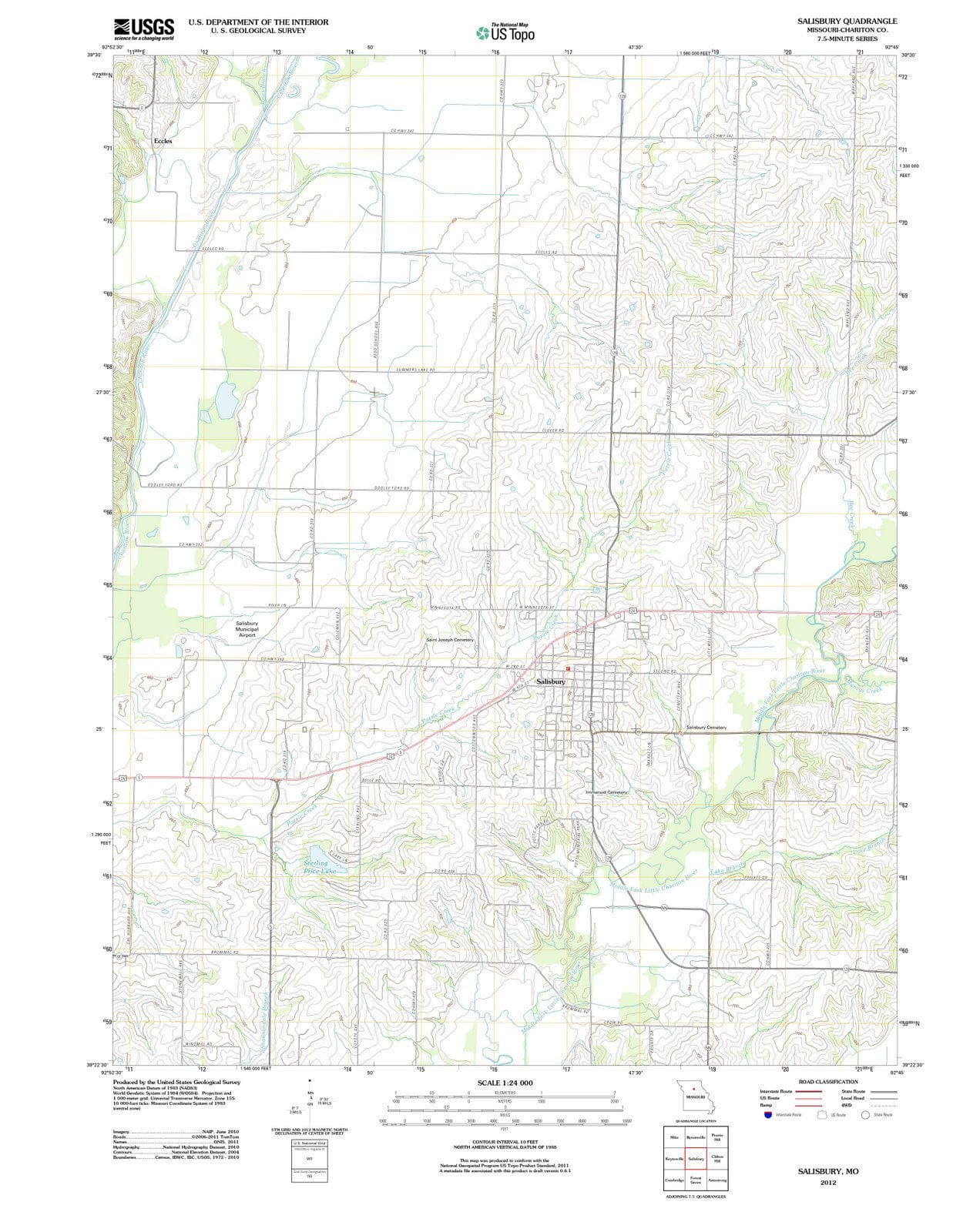 2012 Salisbury, MO - Missouri - USGS Topographic Map
