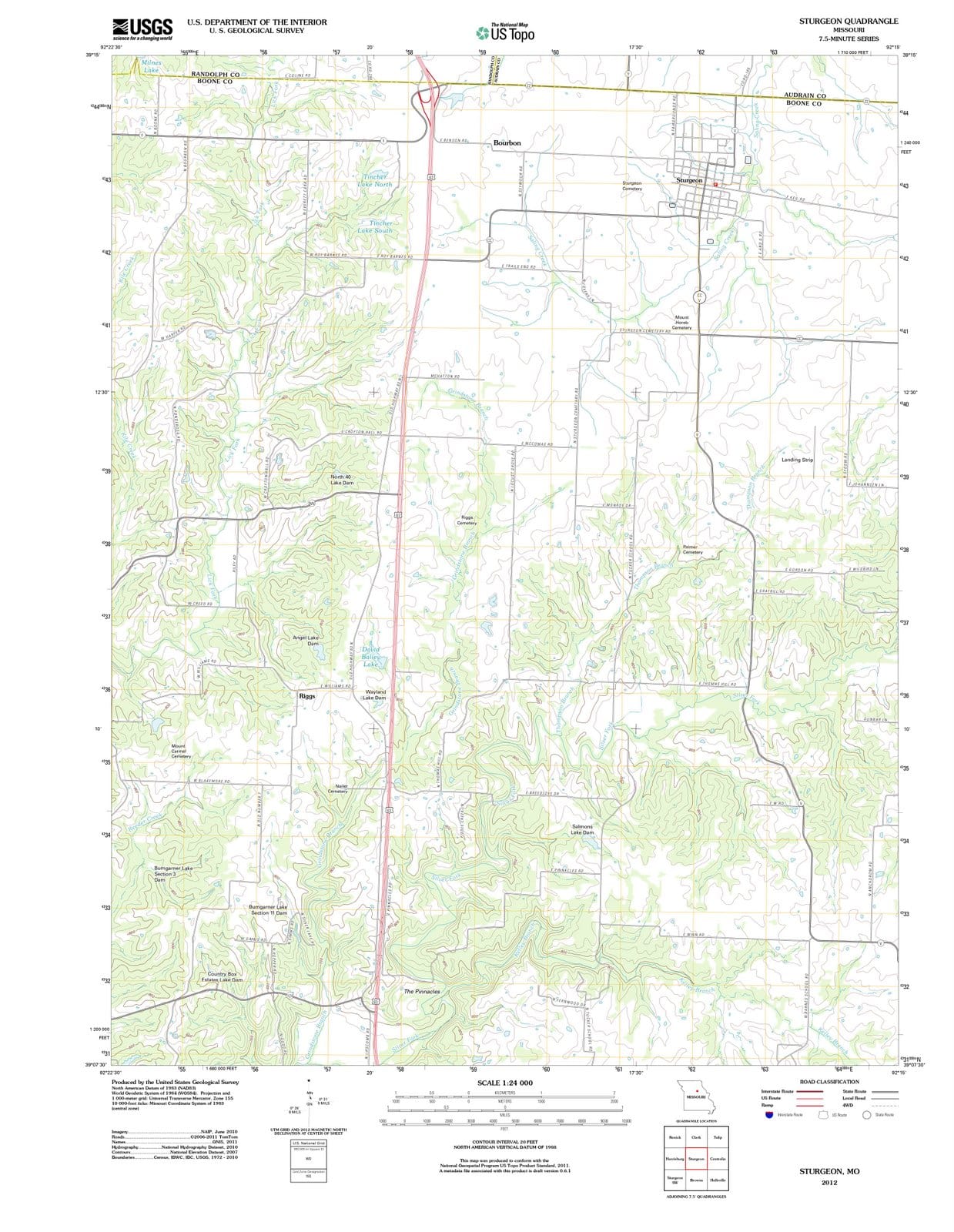 2012 Sturgeon, MO - Missouri - USGS Topographic Map