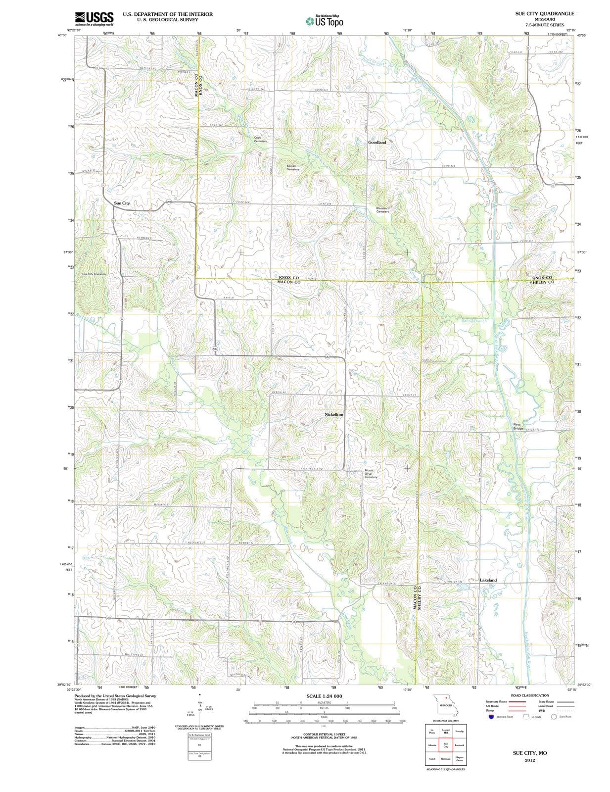 2012 Sue City, MO - Missouri - USGS Topographic Map