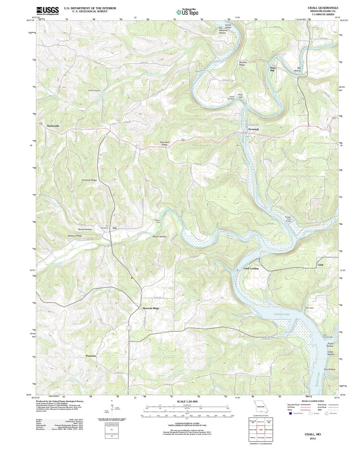 2012 Udall, MO - Missouri - USGS Topographic Map