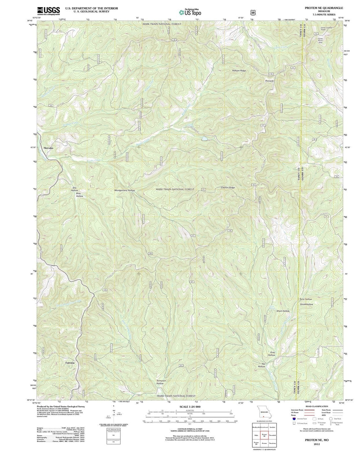 2012 Protem, MO - Missouri - USGS Topographic Map