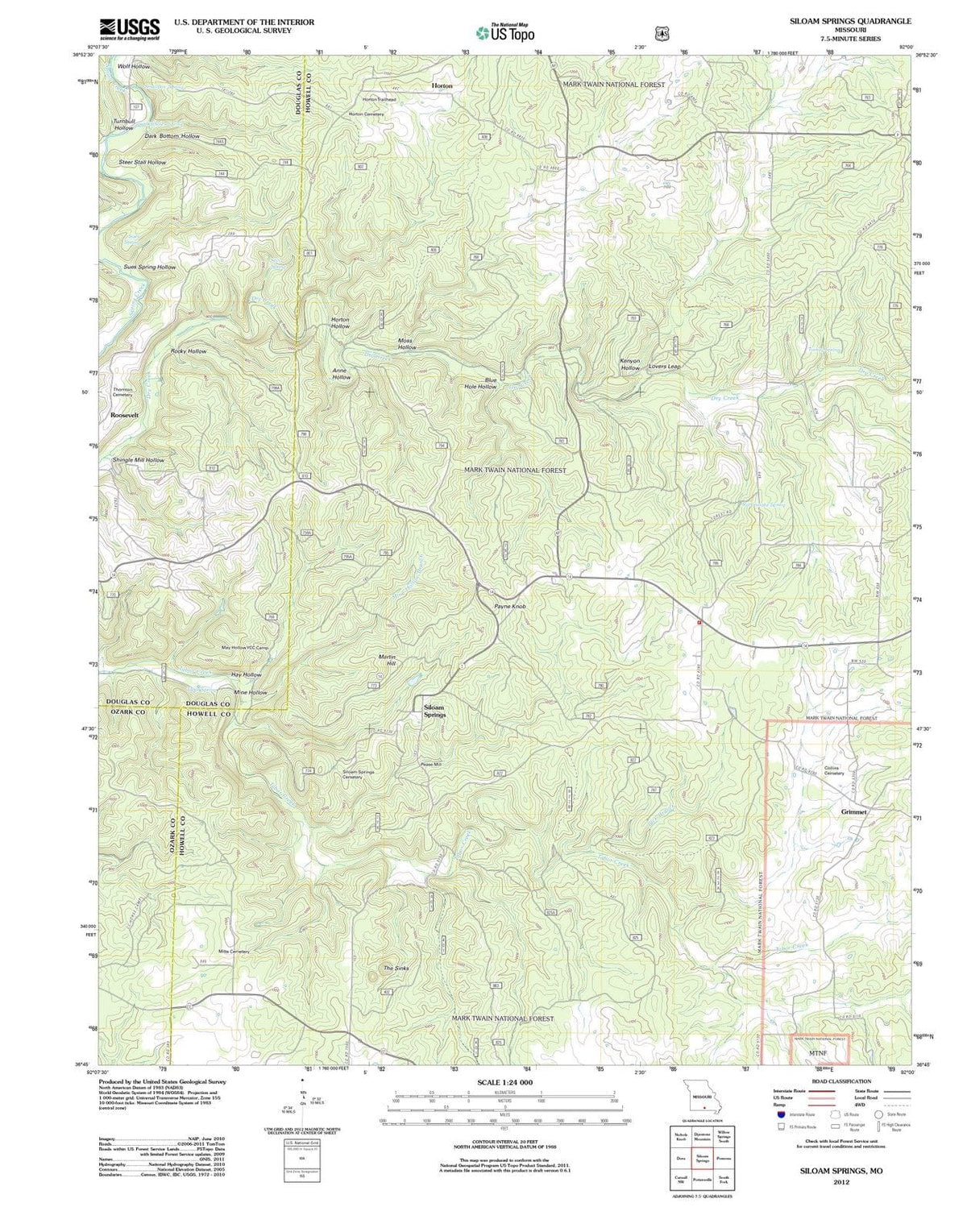 2012 Siloam Springs, MO - Missouri - USGS Topographic Map