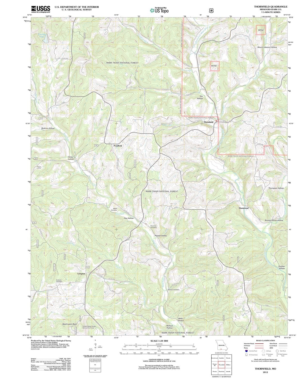 2012 Thornfield, MO - Missouri - USGS Topographic Map