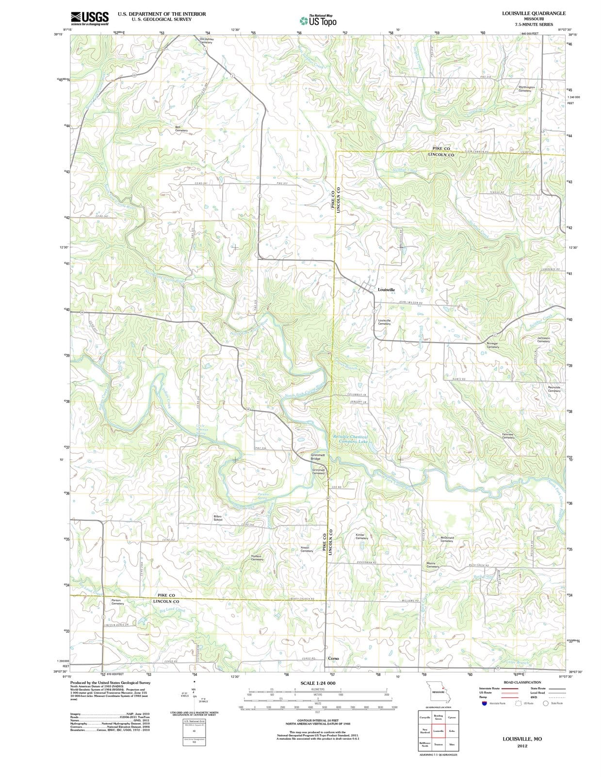 2012 Louisville, MO - Missouri - USGS Topographic Map