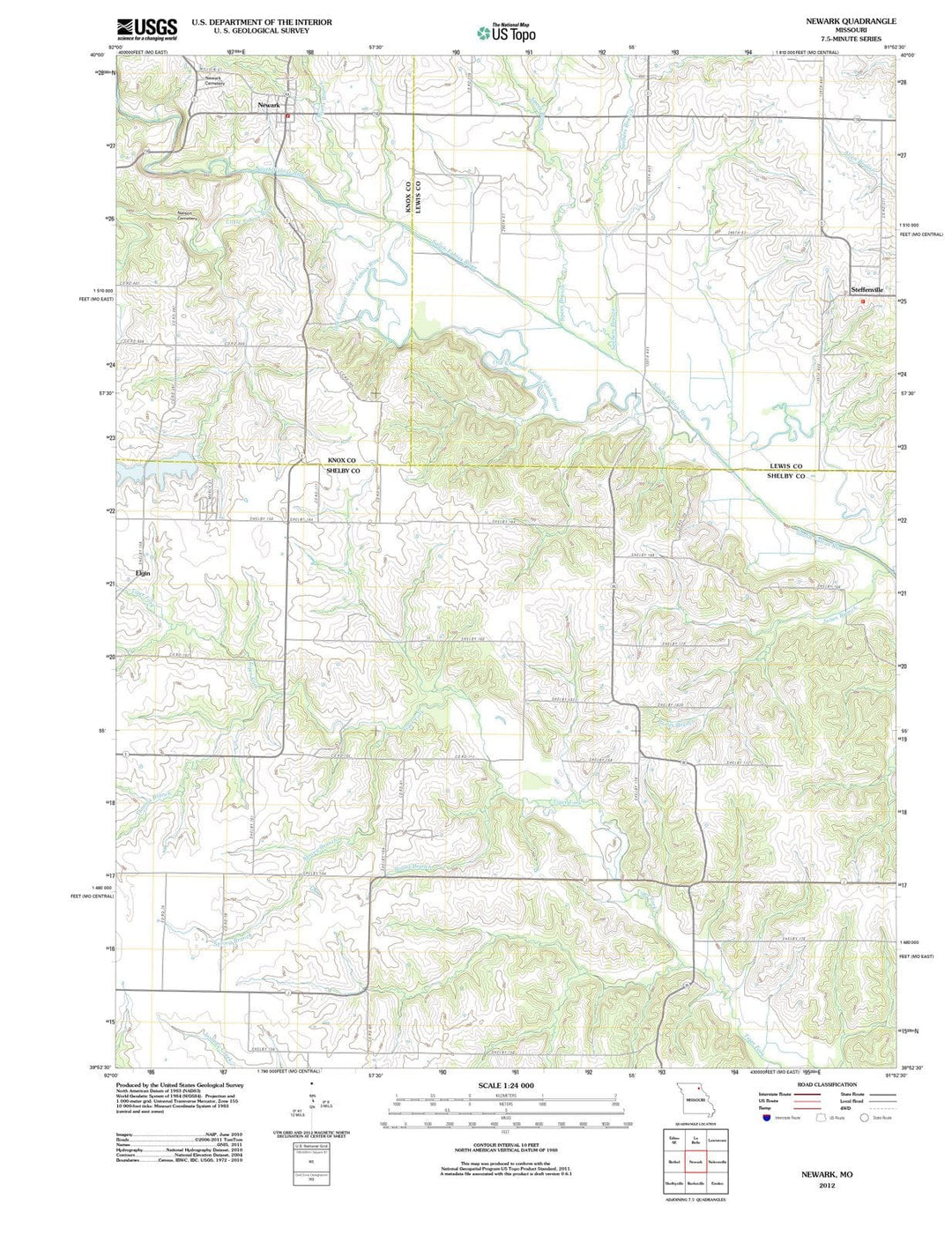 2012 Newark, MO - Missouri - USGS Topographic Map