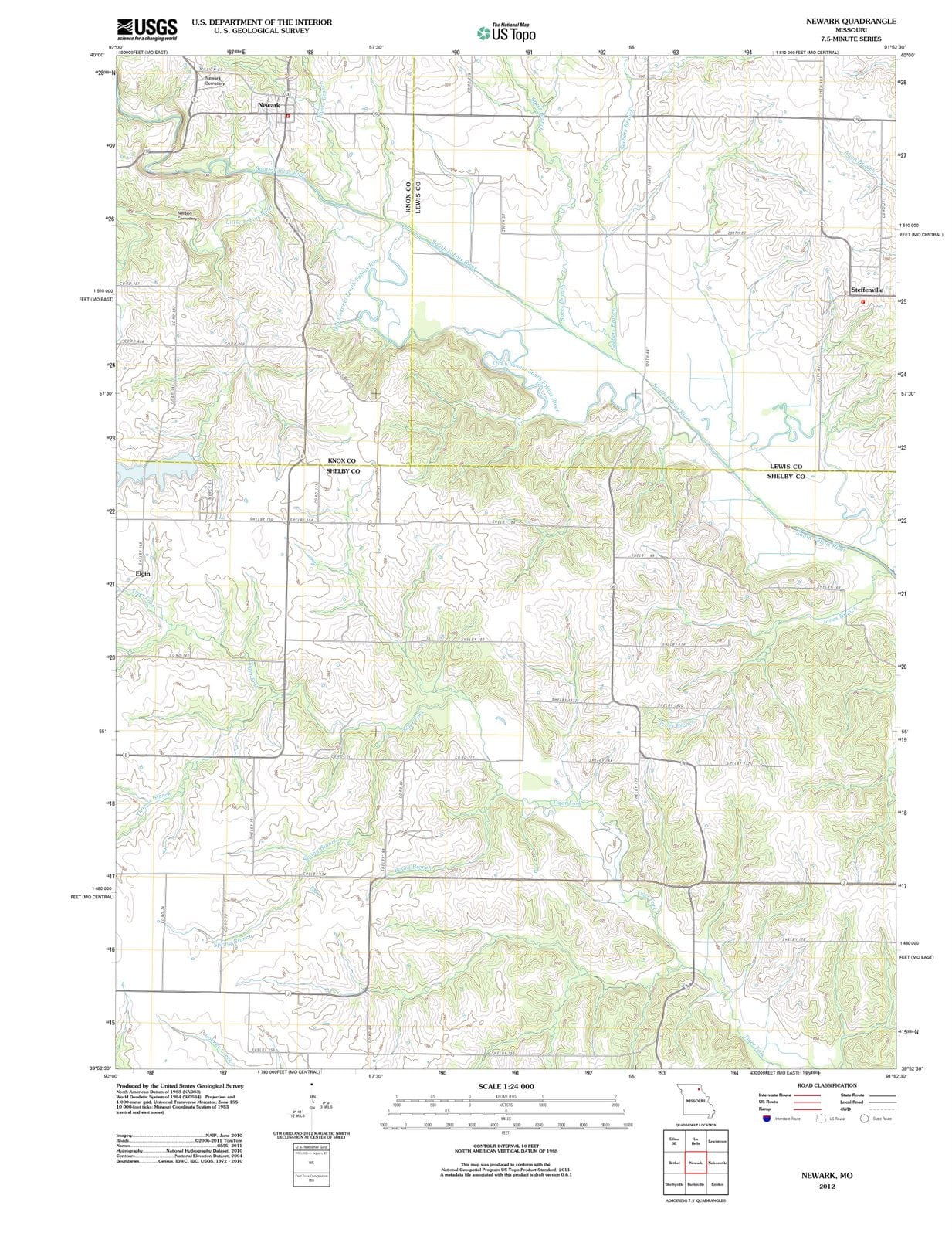 2012 Newark, MO - Missouri - USGS Topographic Map