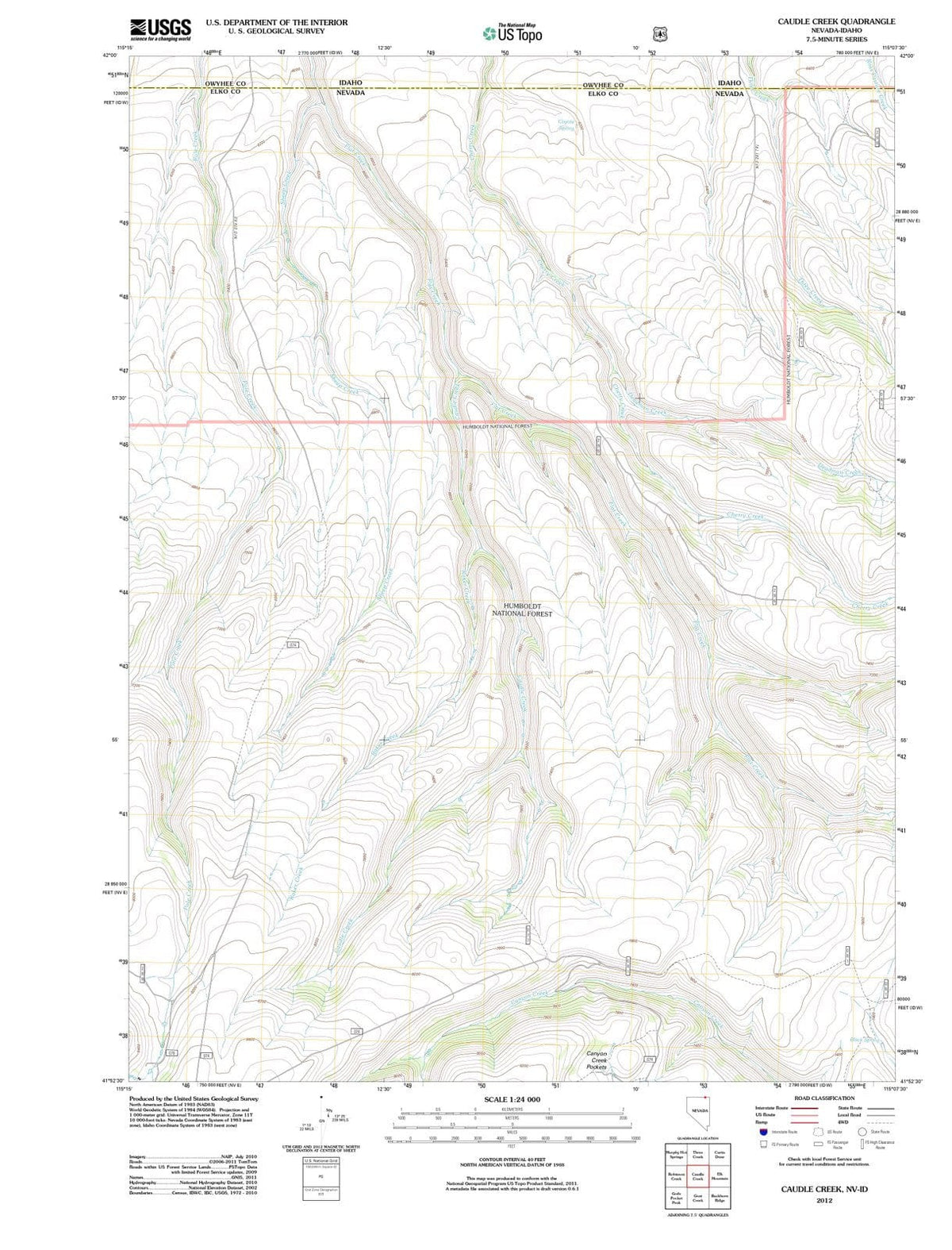 2012 Caudle Creek, NV - Nevada - USGS Topographic Map