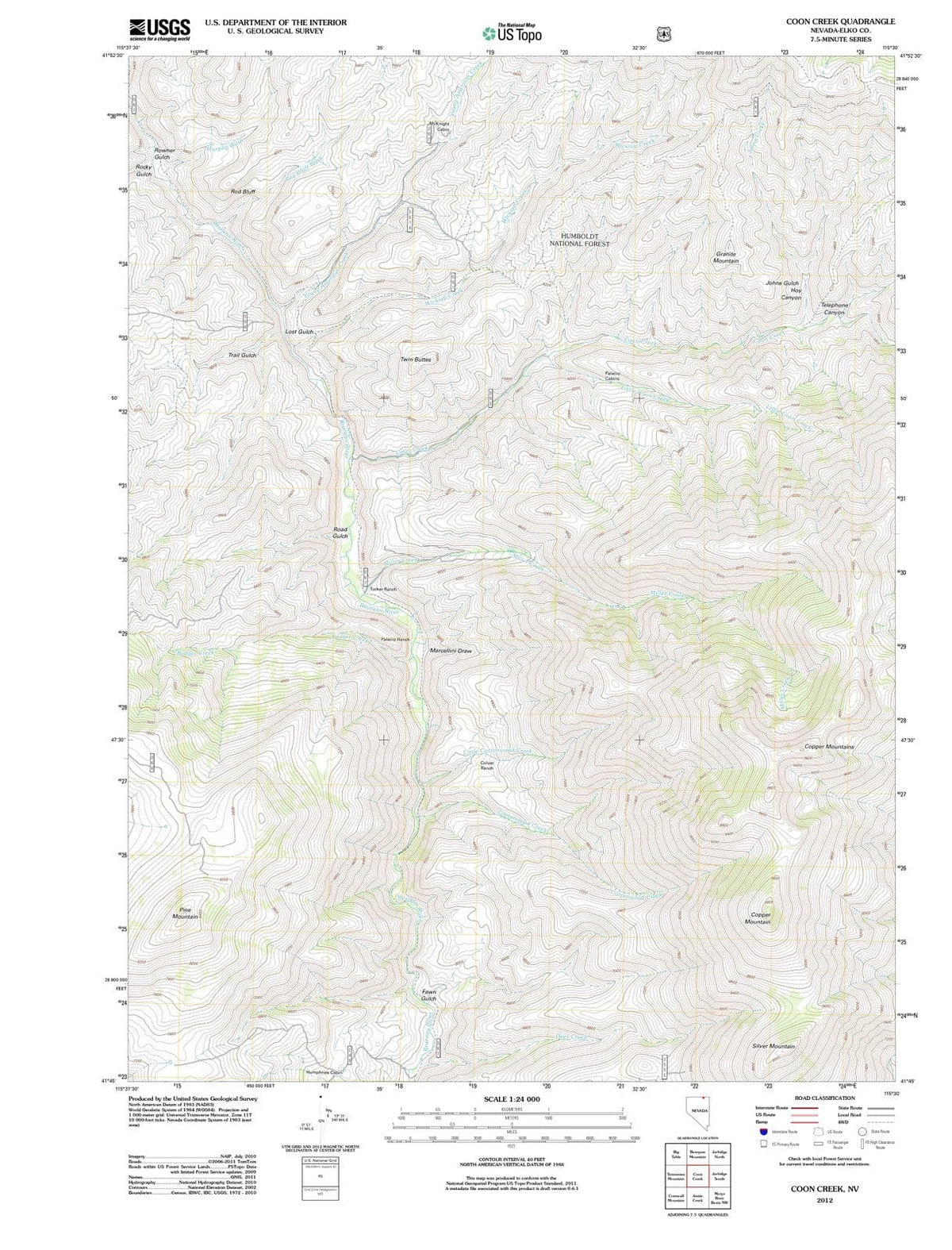 2012 Coon Creek, NV - Nevada - USGS Topographic Map