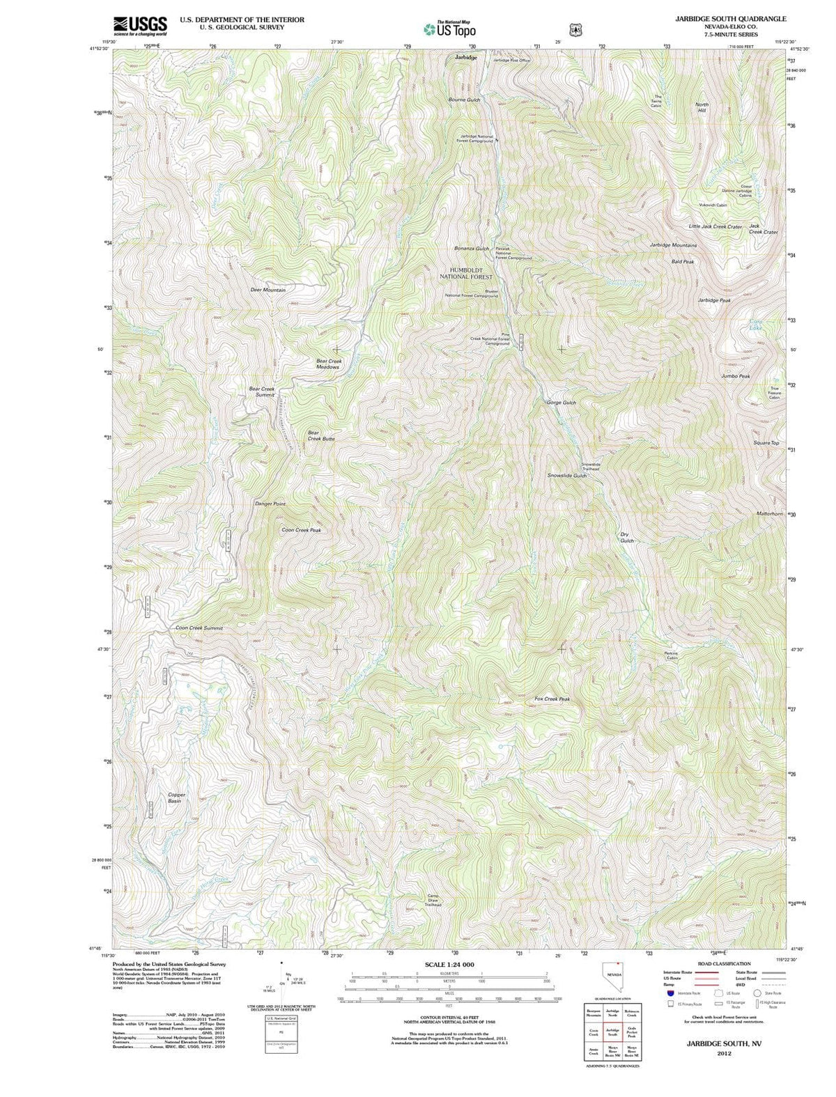 2012 Jarbidge South, NV - Nevada - USGS Topographic Map