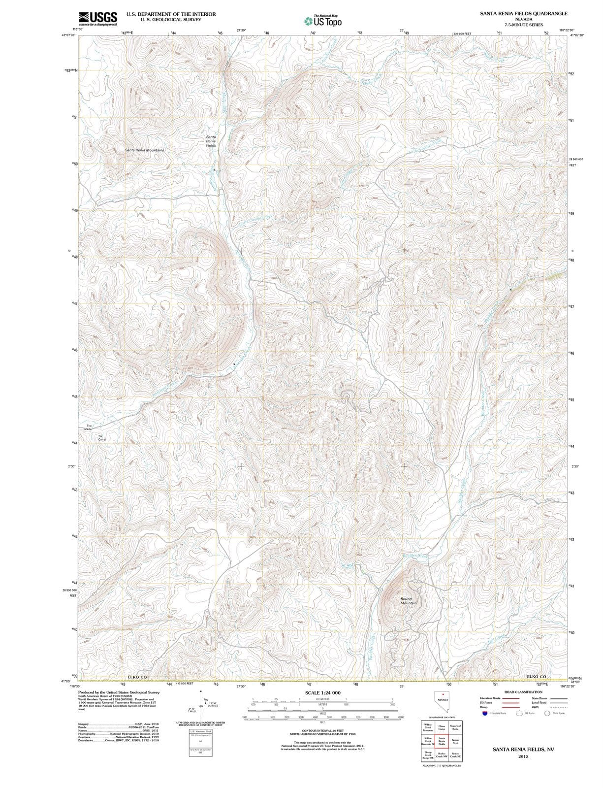 2012 Santa Renia Fields, NV - Nevada - USGS Topographic Map