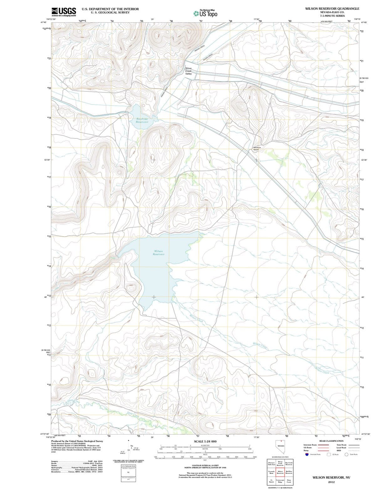 2012 Wilson Reservoir, NV - Nevada - USGS Topographic Map