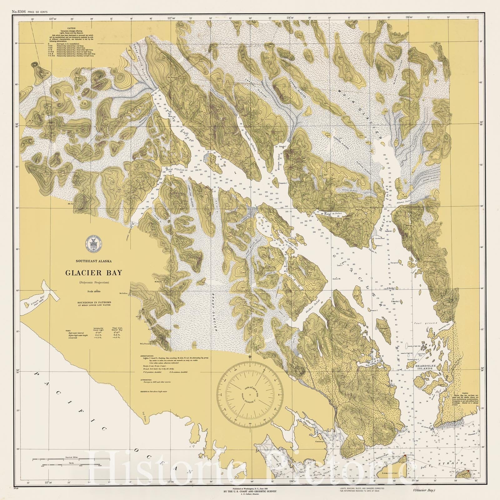 Historic Nautical Map - Glacier Bay, Ak, 1938 NOAA Chart - Alaska (AK) - Vintage Wall Art