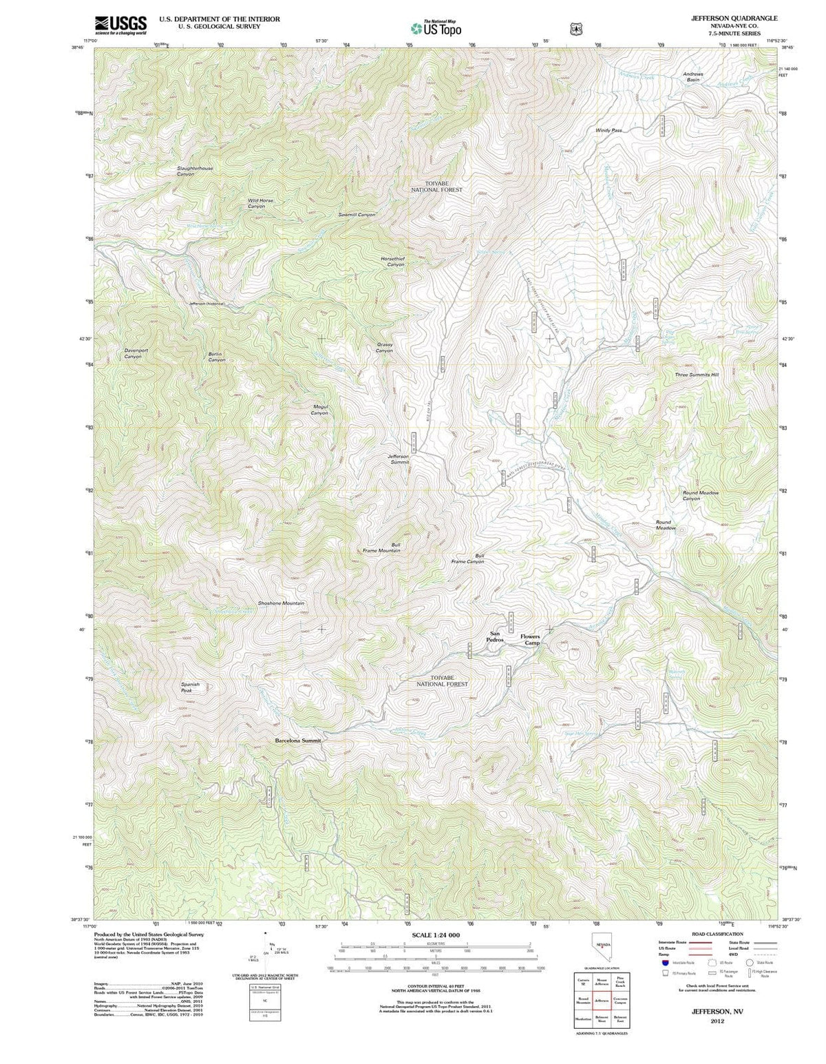 2012 Jefferson, NV - Nevada - USGS Topographic Map