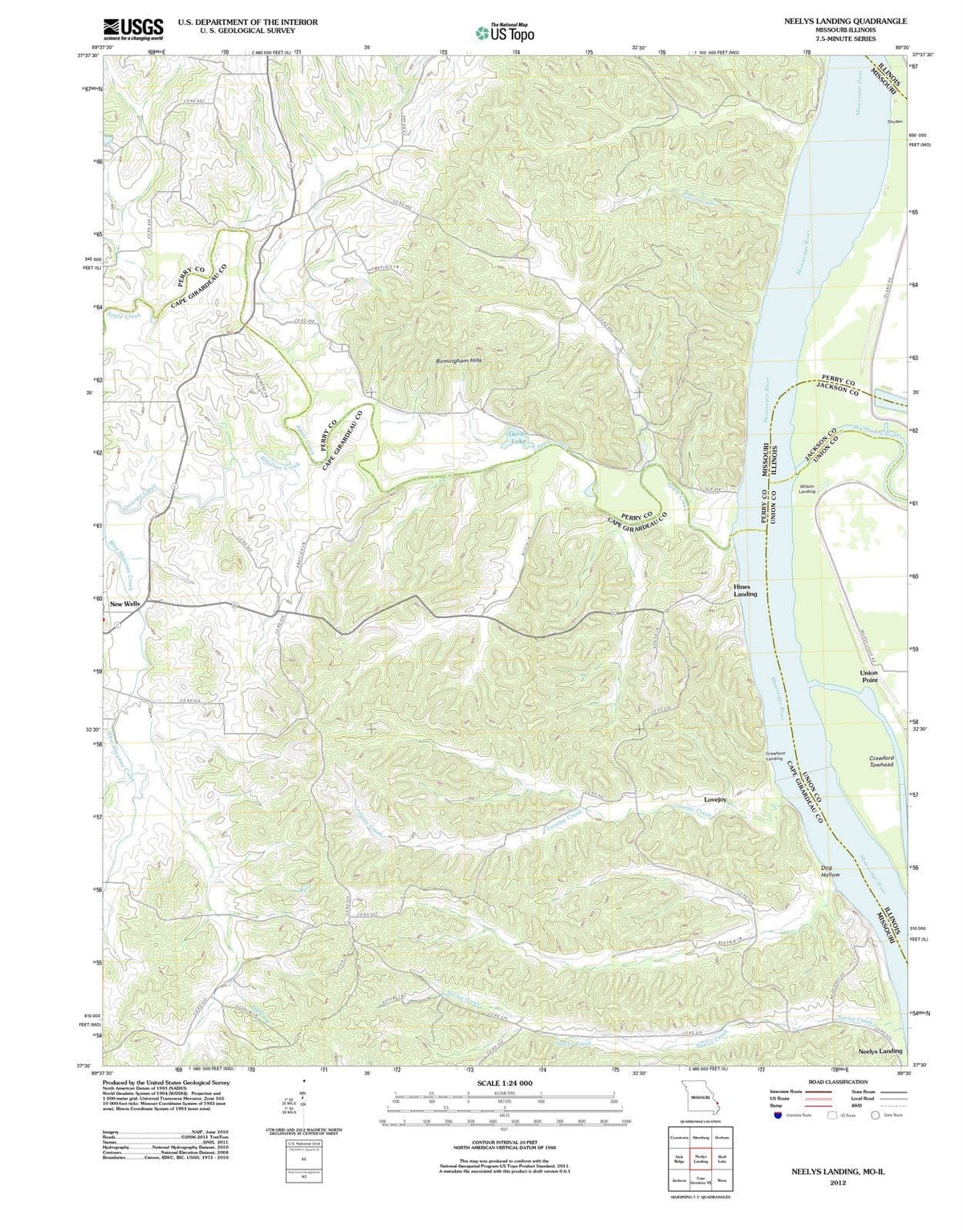2012 Neelys Landing, MO - Missouri - USGS Topographic Map