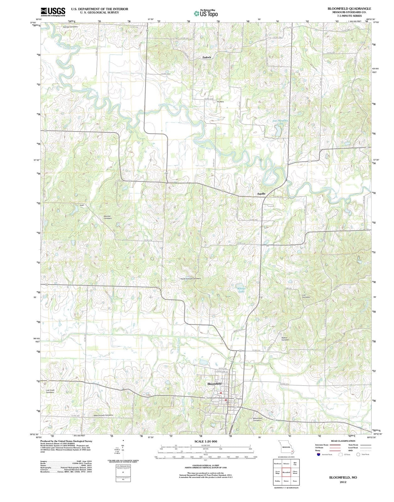 2012 Bloomfield, MO - Missouri - USGS Topographic Map