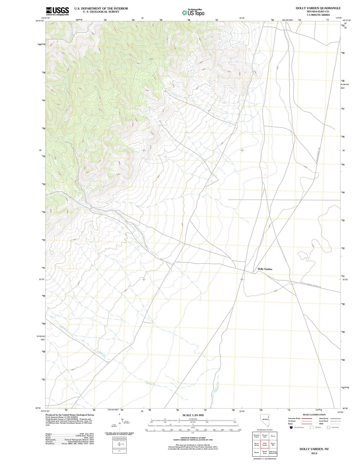 2012 Dolly Varden, NV - Nevada - USGS Topographic Map
