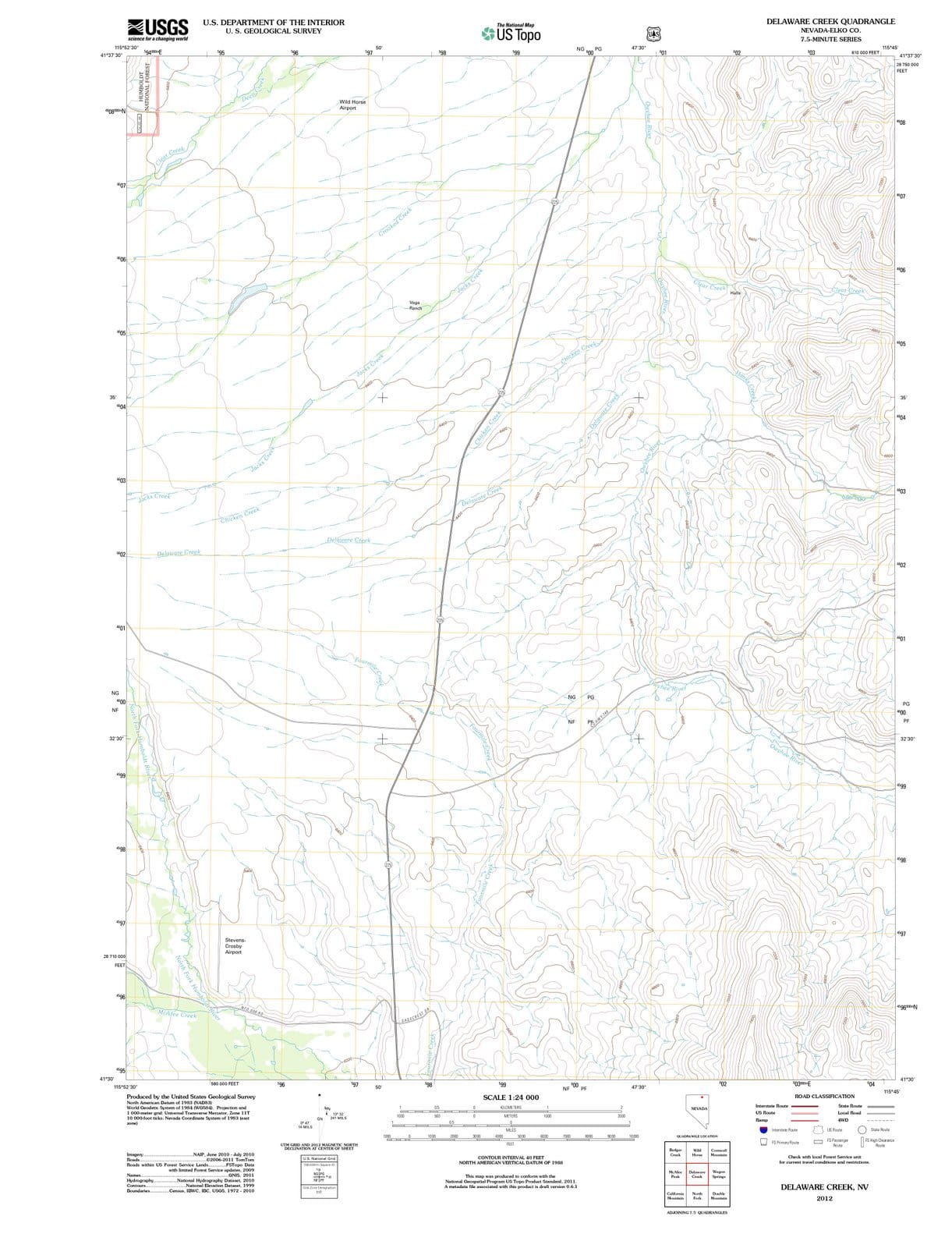 2012 Delaware Creek, NV - Nevada - USGS Topographic Map