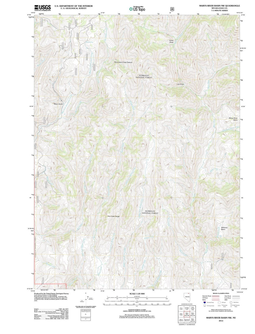 2012 Marys River Basin, NV - Nevada - USGS Topographic Map