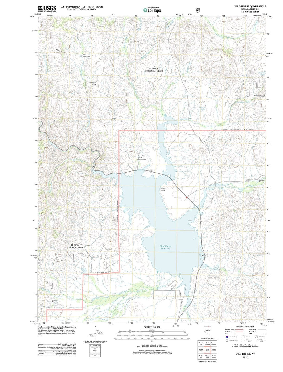 2012 Wild Horse, NV - Nevada - USGS Topographic Map