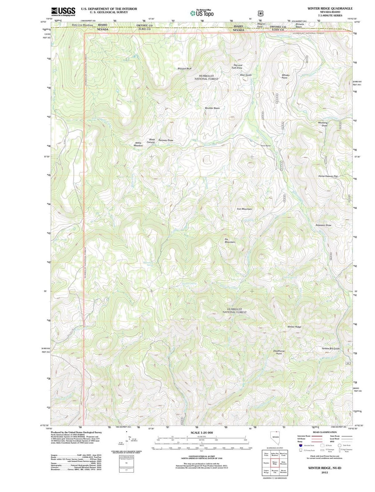 2012 Winter Ridge, NV - Nevada - USGS Topographic Map