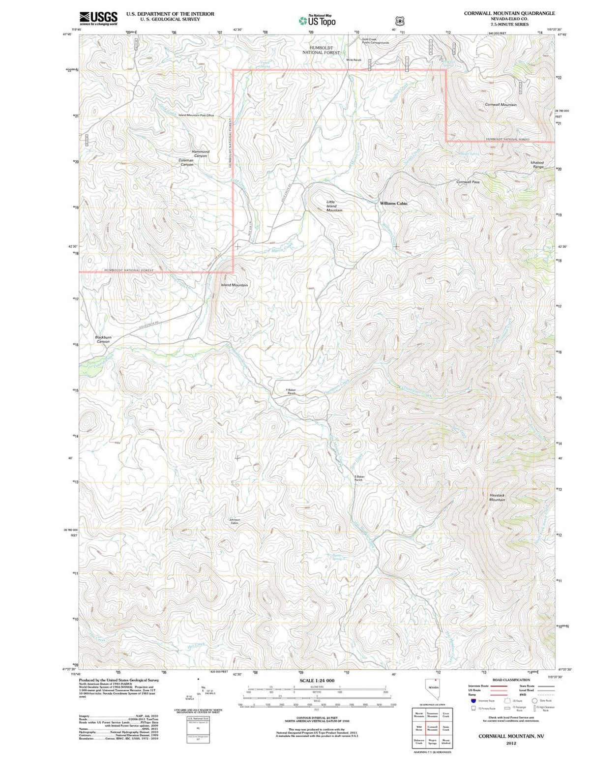 2012 Cornwall Mountain, NV - Nevada - USGS Topographic Map