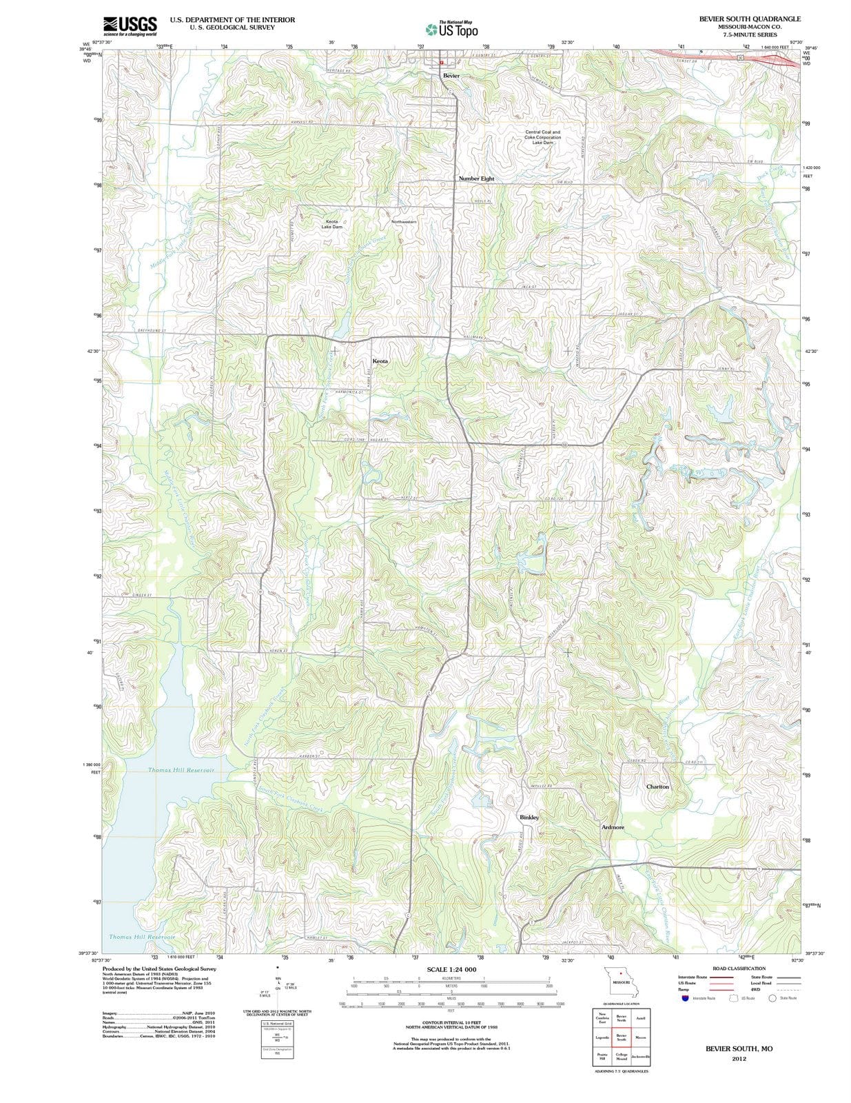 2012 Bevier South, MO - Missouri - USGS Topographic Map