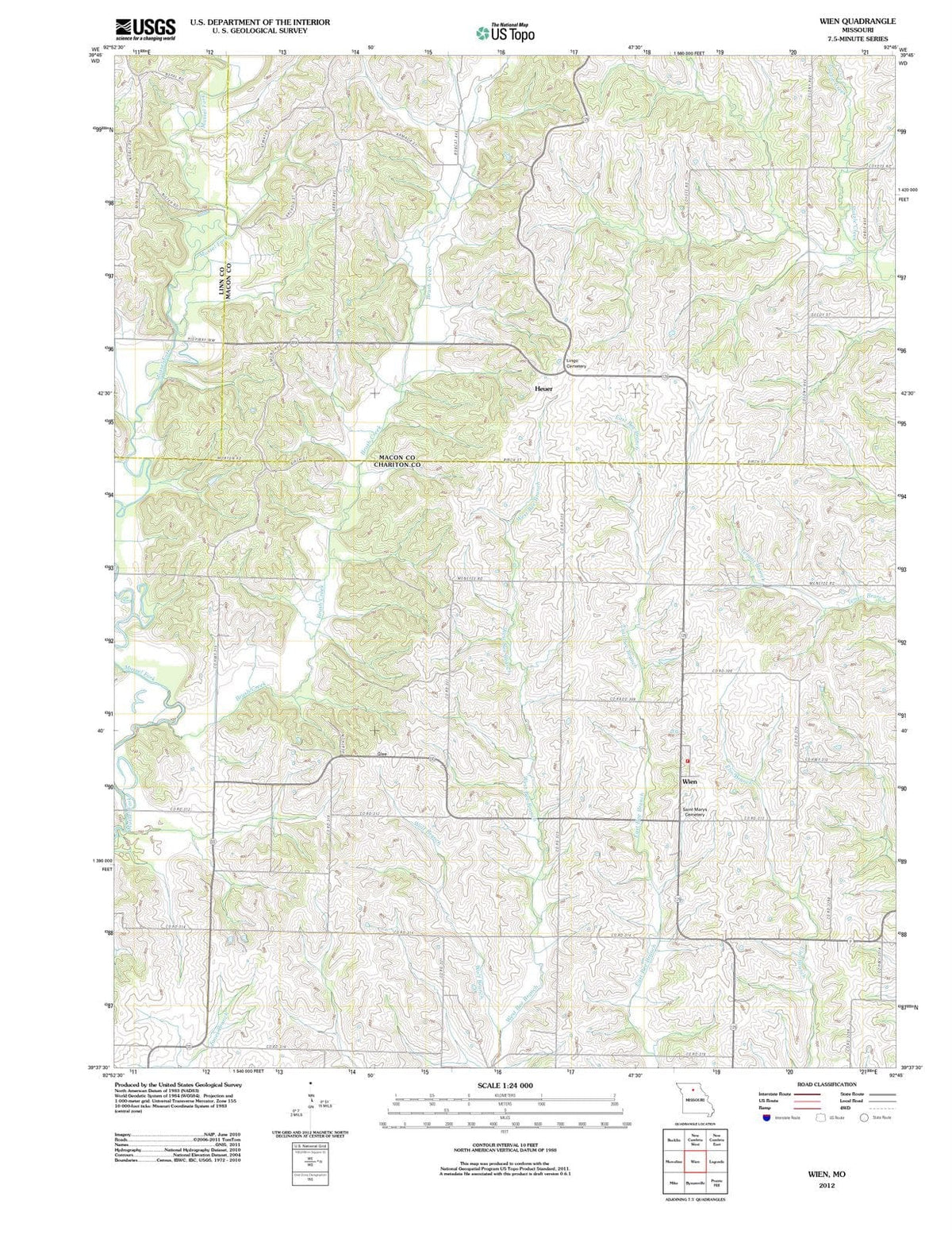 2012 Wien, MO - Missouri - USGS Topographic Map