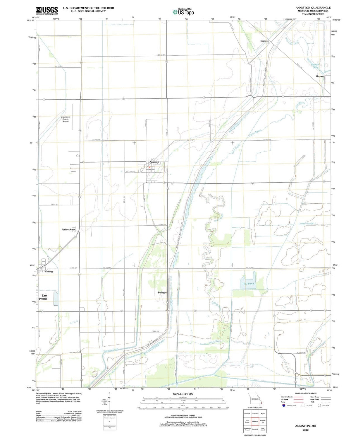 2012 Anniston, MO - Missouri - USGS Topographic Map