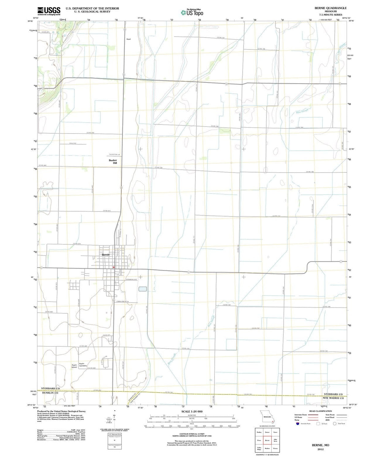 2012 Bernie, MO - Missouri - USGS Topographic Map