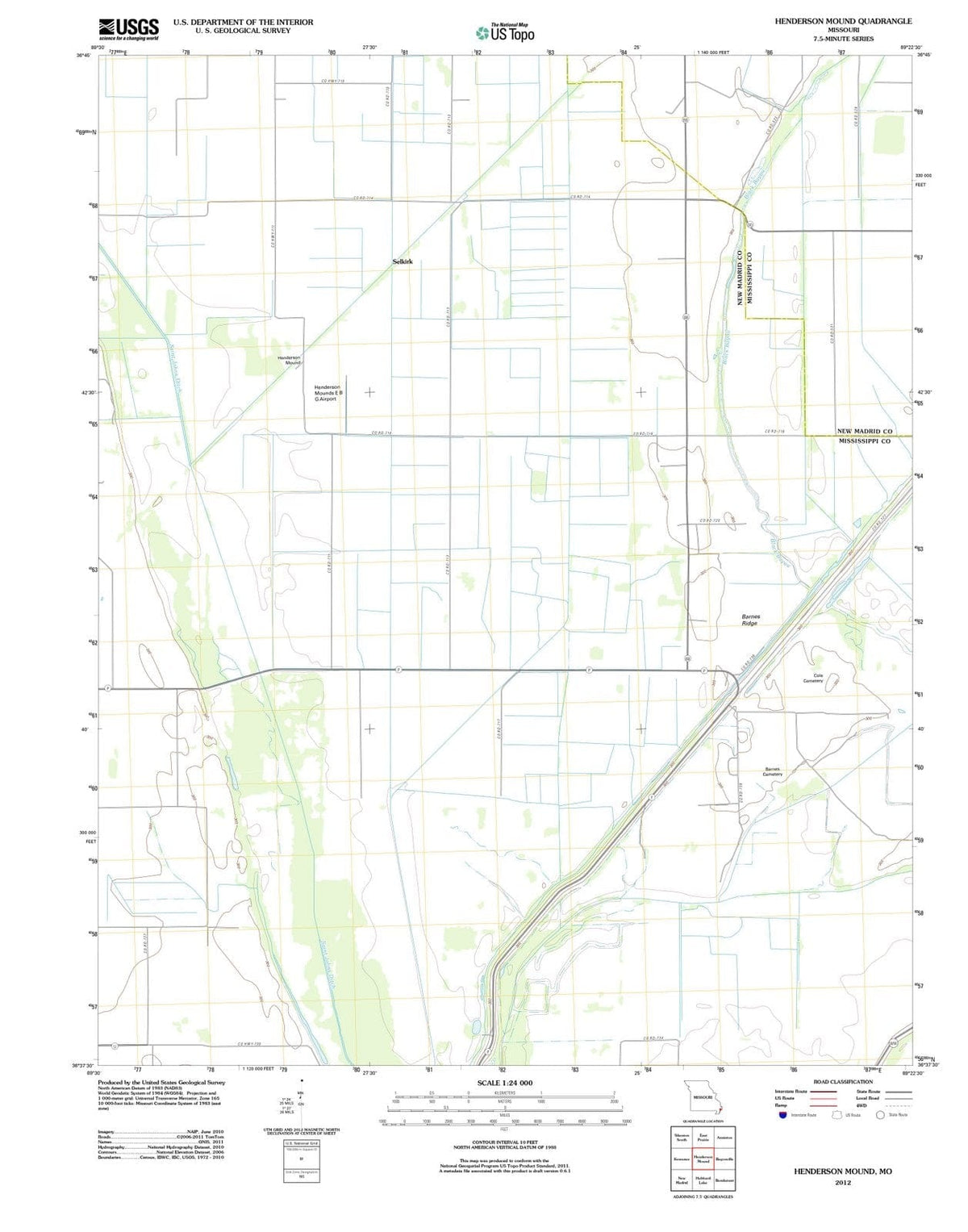 2012 Henderson Mound, MO - Missouri - USGS Topographic Map