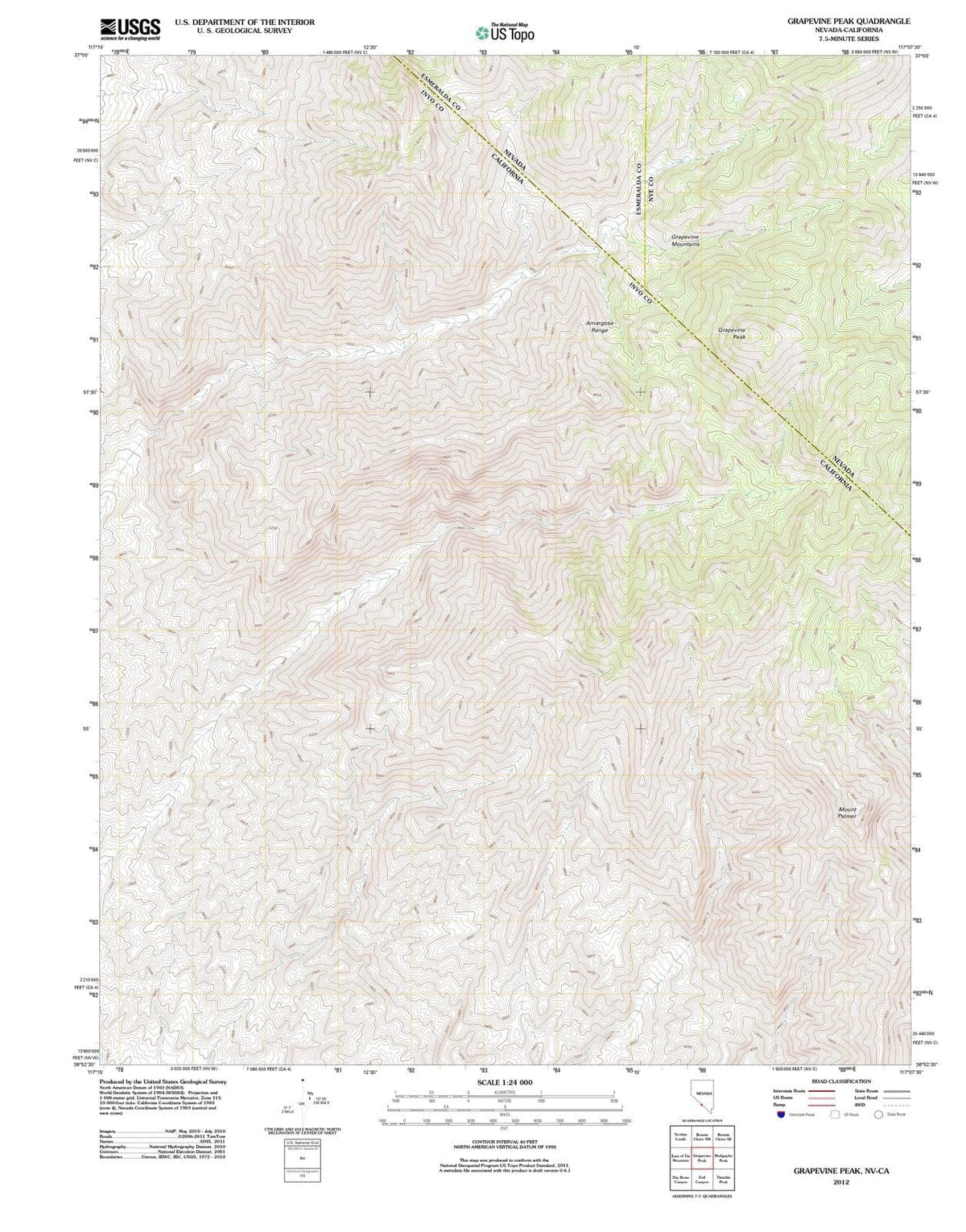 2012 Grapevine Peak, NV - Nevada - USGS Topographic Map