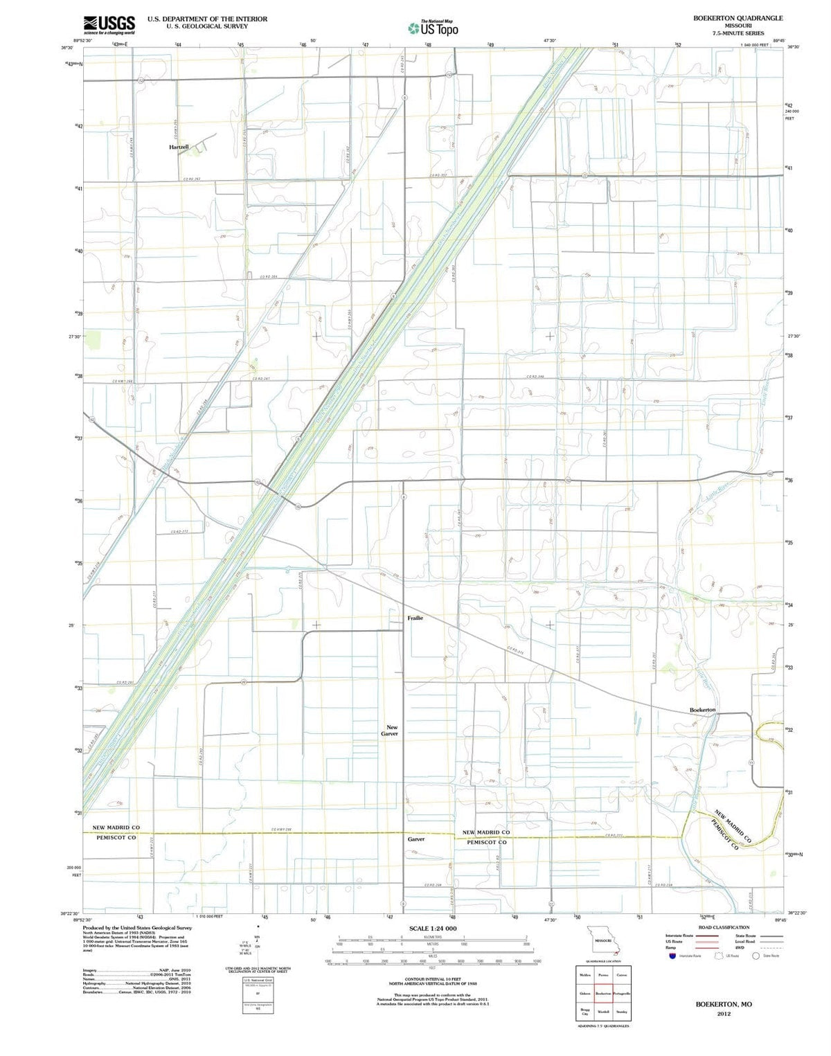 2012 Boekerton, MO - Missouri - USGS Topographic Map