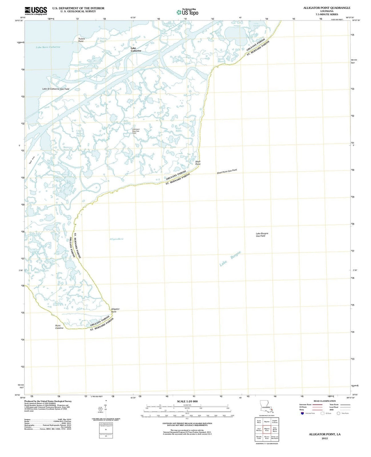 2012 Alligator Point, LA - Louisiana - USGS Topographic Map