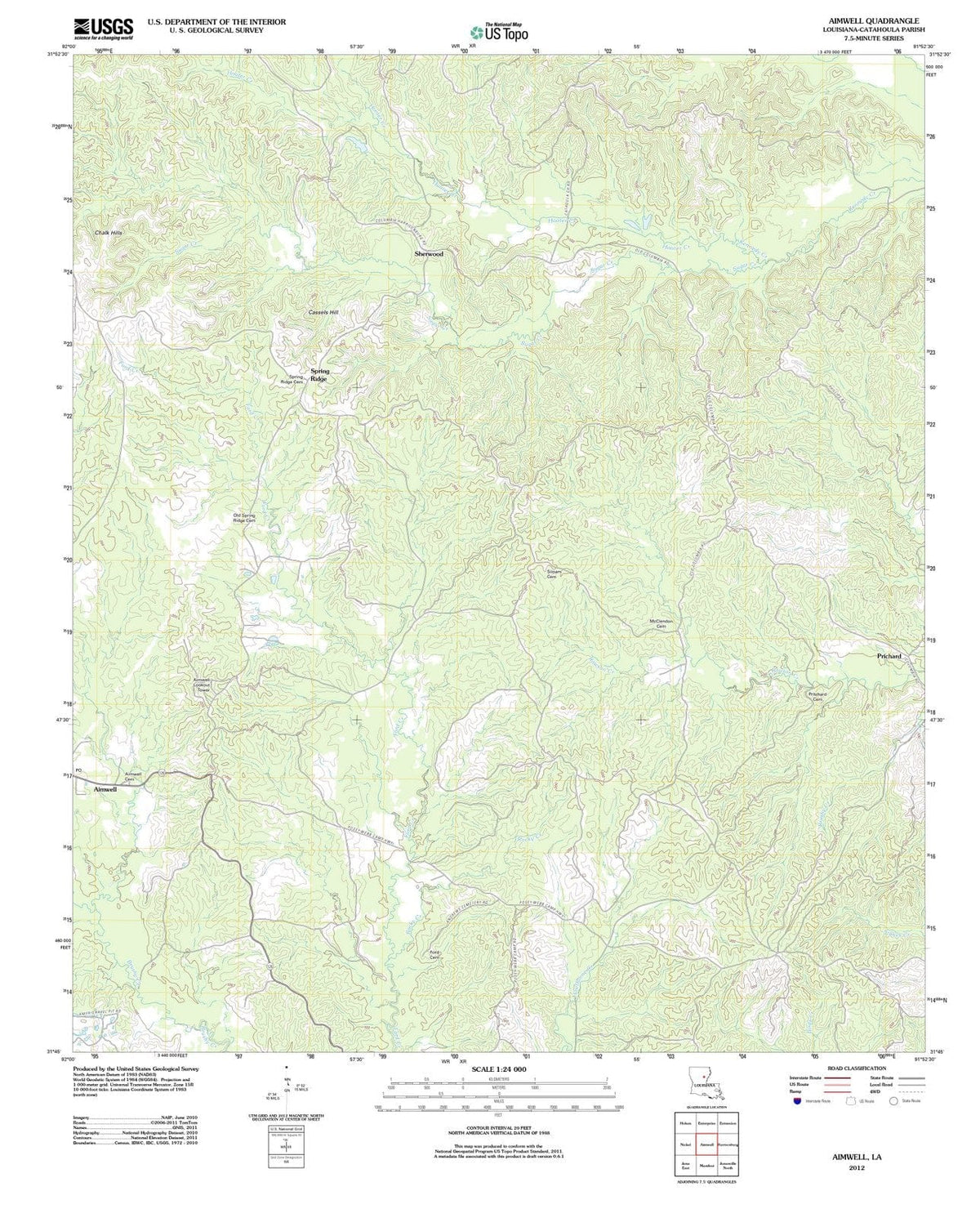 2012 Aimwell, LA - Louisiana - USGS Topographic Map